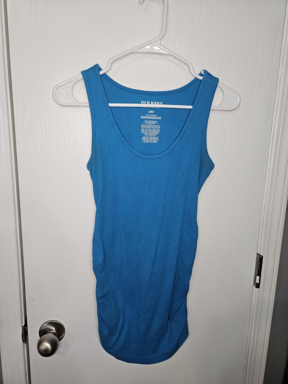 Old Navy Blue Maternity Ribbed Tank Top Ruched Sides